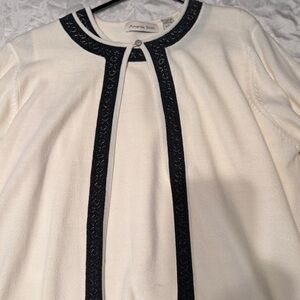 Amanda Smith Ivory Sweater with Ebony Accents
